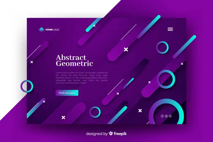 Website image using Abstract geometric shapes in a Home page of a website